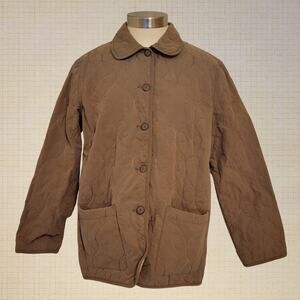 Quilted Floral Embroidered Jacket Alfred Dunner Brown Petite 10 Button Front